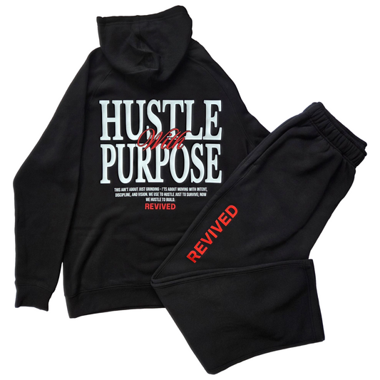Hustle With Purpose Black Hoodie Set.