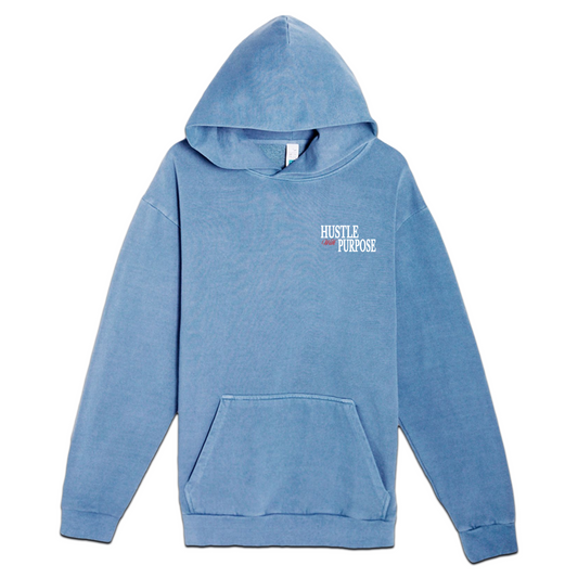 Hustle With Purpose Garment Dyed Pebble Blue Hoodie Set.